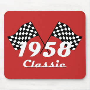 Tapis De Souris Anniversaire Rétro 1958 Drapeau de Course à Damier