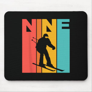 Tapis De Souris Anniversaire rétro du 9e anniversaire de ski garço