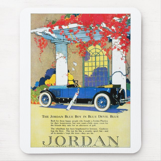 Tapis De Souris Annonce automobile vintage bleue (Devant)