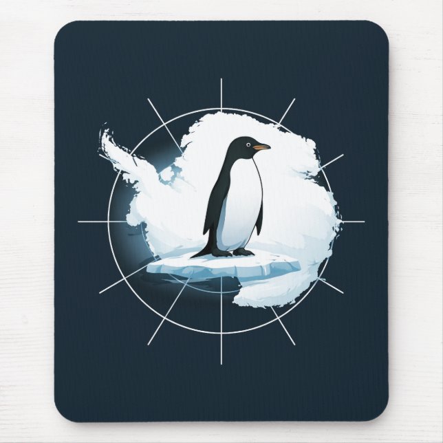 Tapis De Souris Antarctica Penguin Emblem – Polar Explorer Design (Devant)