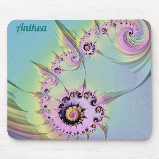 Tapis De Souris ~ ANTHEA ~ Conception fractale 3D Pastel personnal (Devant)
