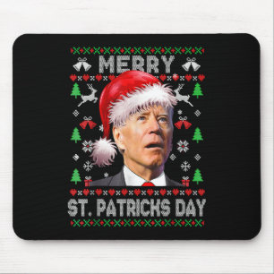 Tapis De Souris Anti Biden Joyeux Saint-Patricks Jour Vilain Noël.