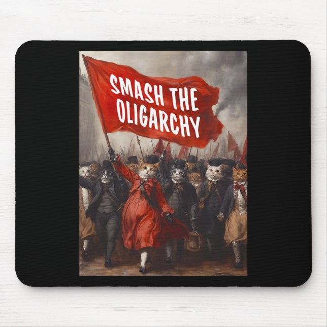 Tapis De Souris Anti Oligarchie - Chat Protestation  (Devant)