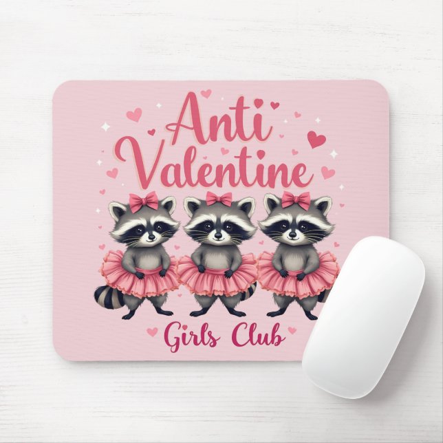 Tapis De Souris Anti Valentine's Day Funny Raccoon Cute Kawaii (Avec souris)