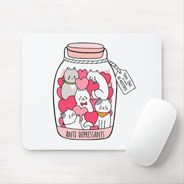 Tapis De Souris Antidépresseur de chat Drôle cadeau Amoureux des c (Avec souris)