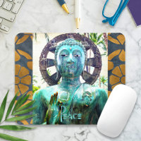 Antique Bouddha Turquoise Or Mosaïque Photo Paix