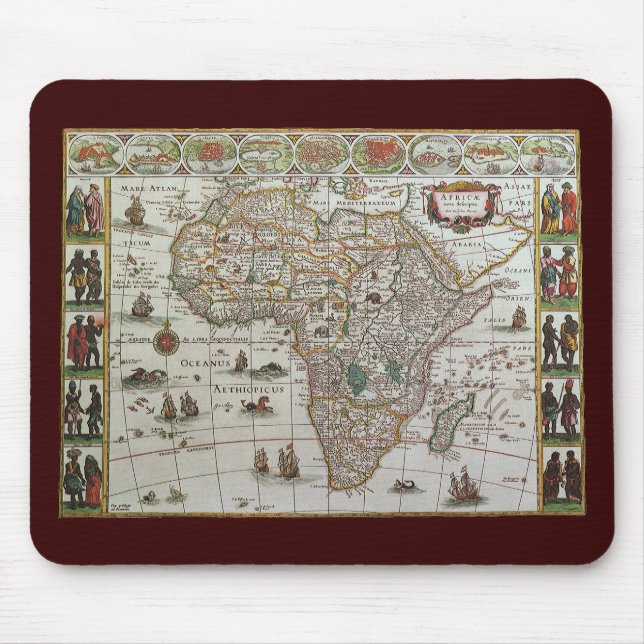 Tapis De Souris Antique carte de l'Afrique du Vieux Monde par Blae (Devant)