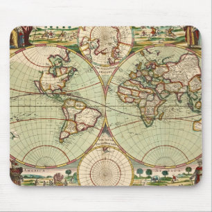Tapis De Souris Antique carte du monde Mousepad