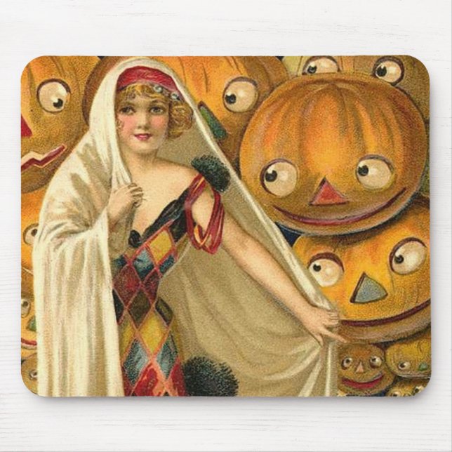 Tapis De Souris Antique Halloween Jack-o'-lantern Costume Femme (Devant)
