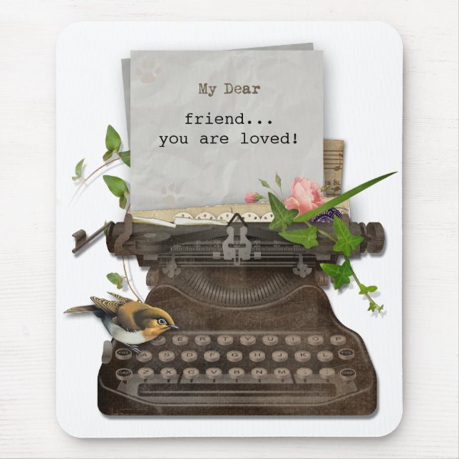 Tapis De Souris Antique Machine à écrire Personnalisable Mousepad (Devant)