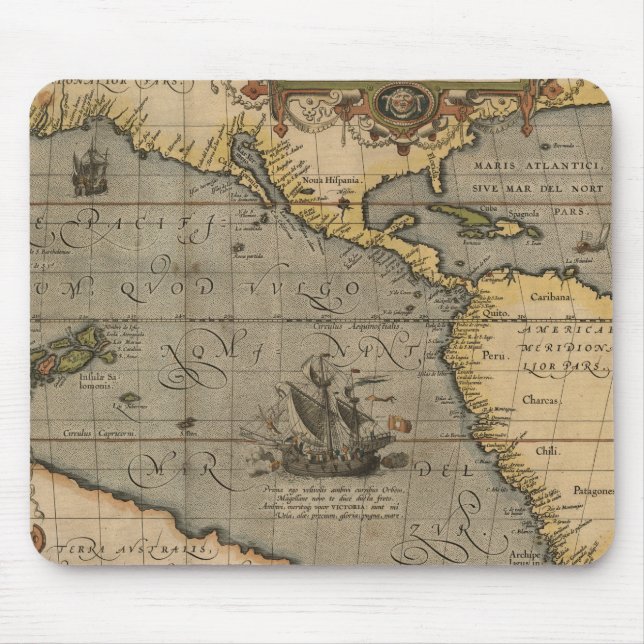 Tapis De Souris Antique vieille carte inspirée (14) étiquette de b (Devant)