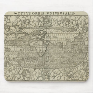 Tapis De Souris Antique World Map by Sebastian Münster aux environ