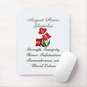 Tapis De Souris Août Mois de naissance Fleur Gladiolus Cadeau de n