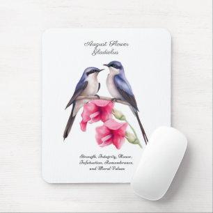 Tapis De Souris Août Mois de naissance Gladiolus à fleurs avec ois