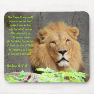 Tapis De Souris Apocalypse 5:4-5 avec Lion mâle