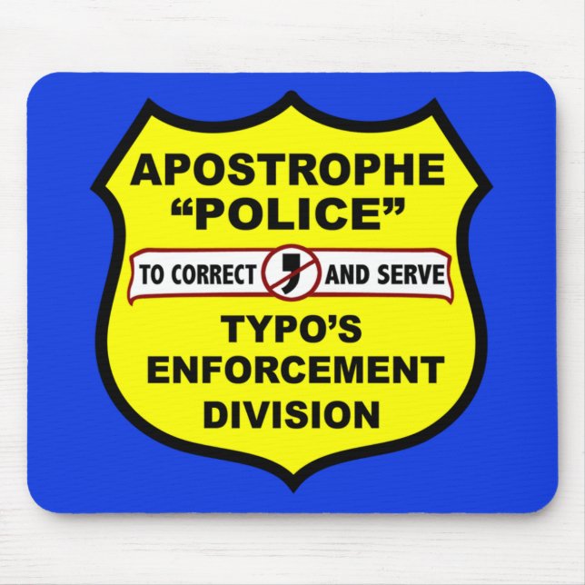 Tapis De Souris Apostrophe Mousepad de police de grammaire (Devant)