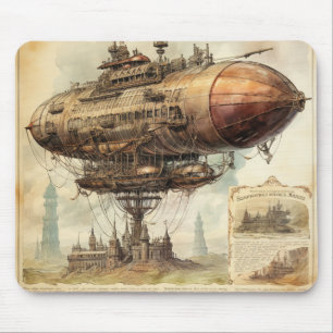 Tapis De Souris Appareil volant de science-fiction victorienne au-