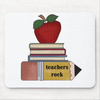 Tapis De Souris Apple, livres, roche de professeurs de crayon