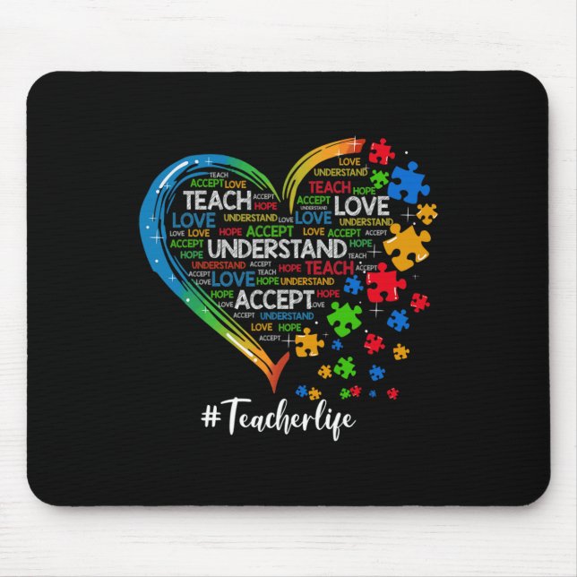 Tapis De Souris Apprendre Accepter Comprendre Amour Enseignant Coe (Devant)