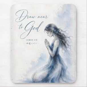 Tapis De Souris Approchez-vous de Dieu Jacques 4:8 Aquarelle chrét