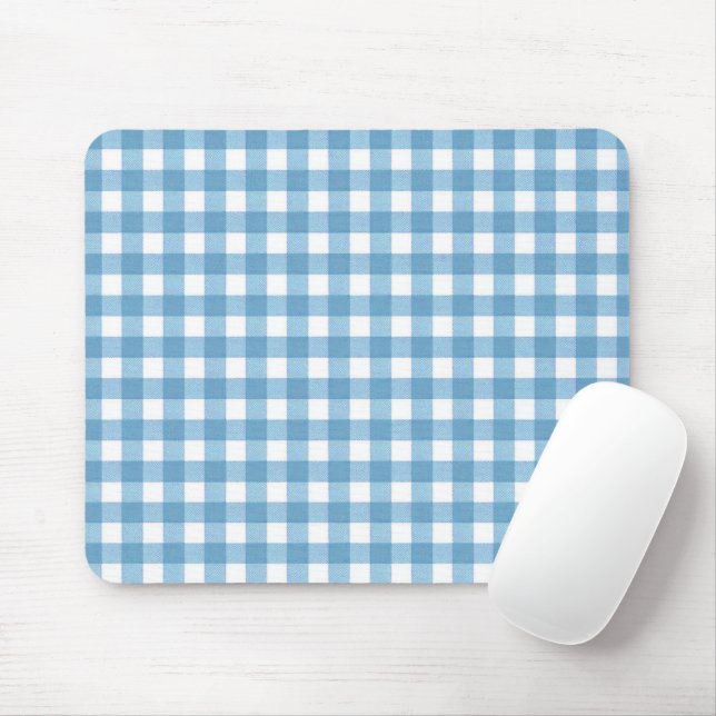 Tapis De Souris Aqua bleu et blanc En vichy (Avec souris)