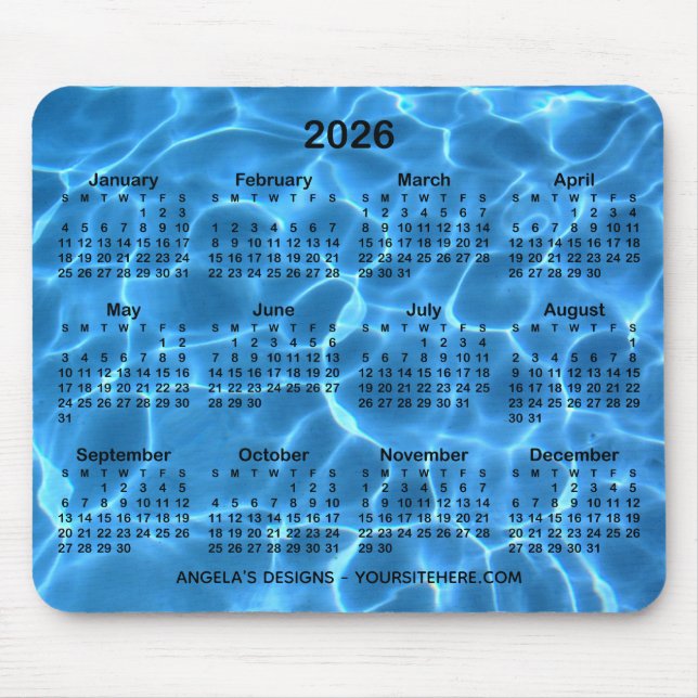 Tapis De Souris Aqua Blue Pool Calendrier Promotionnel (Devant)