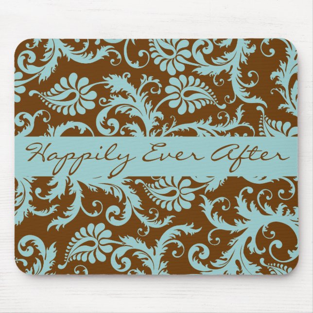 Tapis De Souris Aqua Blue sur le Mariage Brown Mousepad Cadeaux (Devant)