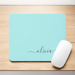 Tapis De Souris Aqua Blue Turquoise Girl Script Monogramme Nom Mod<br><div class="desc">Aqua Blue Turquoise Monogramme Ajoutez Votre Propre Nom Mousepad (Mouse Pad). Cela rend le cadeau parfait pour 16 ans,  mariage,  douche nuptiale,  anniversaire,  baby shower ou bachelorette pour quelqu'un qui aime le luxe glam et les styles chic.</div>