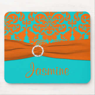 Tapis De Souris Aqua et damassé orange Mousepad