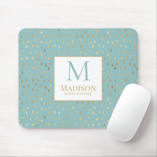 Tapis De Souris Aqua Gold Goutte de Pluie Moderne Monogramme de Lu