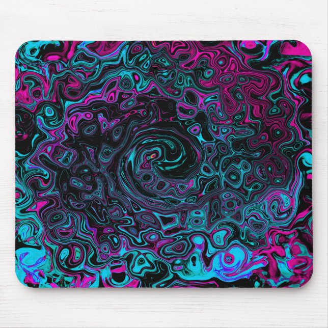 Tapis De Souris Aqua Magenta et Abstrait noir (Devant)