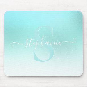Tapis De Souris Aqua Turquoise Shimmer Étincelle Girl Monogramme S