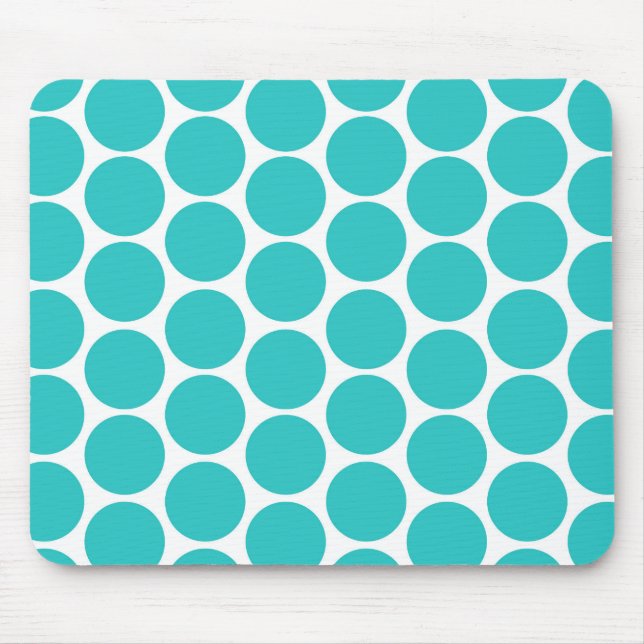 TAPIS DE SOURIS AQUA VERT MODERNE, POIS BLANCS (Devant)