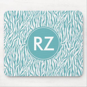 Tapis De Souris Aqua White Zebra Imprimer monogramme