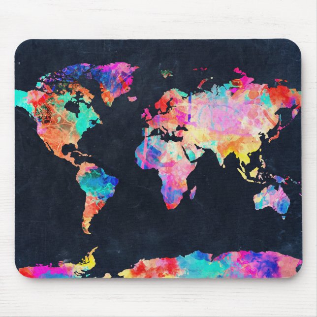 Tapis De Souris aquarelle 21 de carte du monde (Devant)