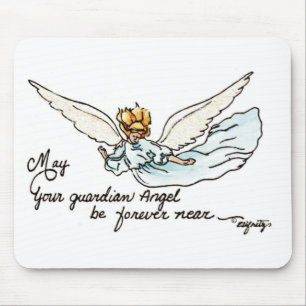 Tapis De Souris Aquarelle Angel gracieusement près de vous et vous