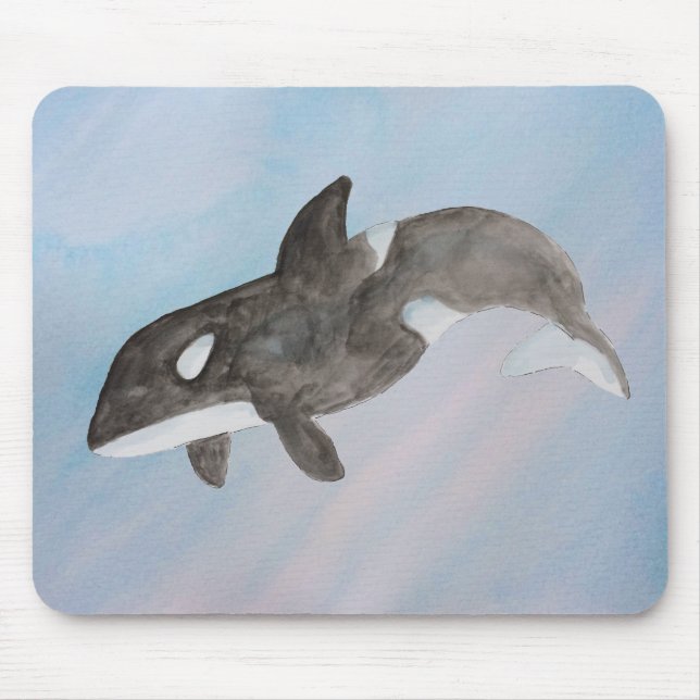 Tapis De Souris Aquarelle Baleine marine Mammifère Tueur Orca (Devant)