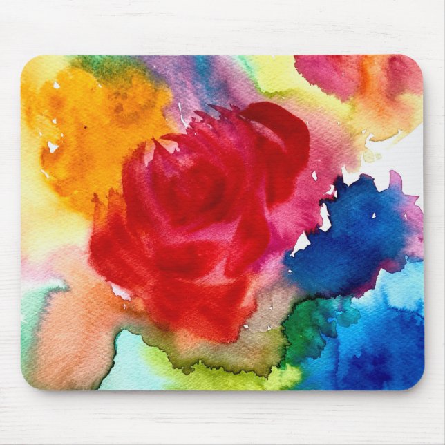 Tapis De Souris Aquarelle belle art abstrait de rose (Devant)