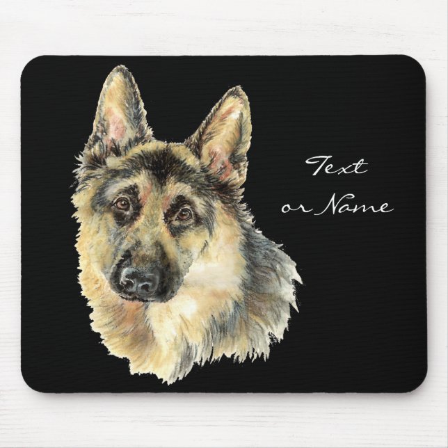 Tapis De Souris Aquarelle berger allemand animal animal de chien a (Devant)