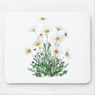 Tapis De Souris aquarelle blanche Margaret daisy