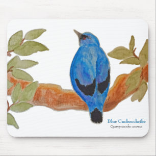 Tapis De Souris Aquarelle bleu Cuckooshrike