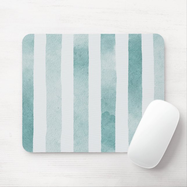Tapis De Souris Aquarelle bleu rayures nautiques. Lignes Abstraite (Avec souris)