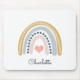 Tapis De Souris Aquarelle Boho personnalisée Arc-en-ciel