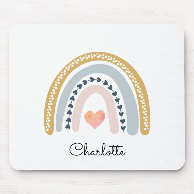Tapis De Souris Aquarelle Boho personnalisée Arc-en-ciel  (Devant)