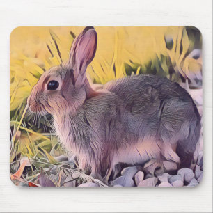 Tapis De Souris Aquarelle Brown lapin Lapin Art Vintage