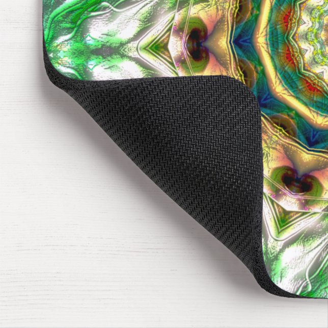 Tapis De Souris Aquarelle brute bleu et vert texture mandala (Coin)