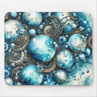 Tapis De Souris Aquarelle Bulles et Engrenages Steampunk