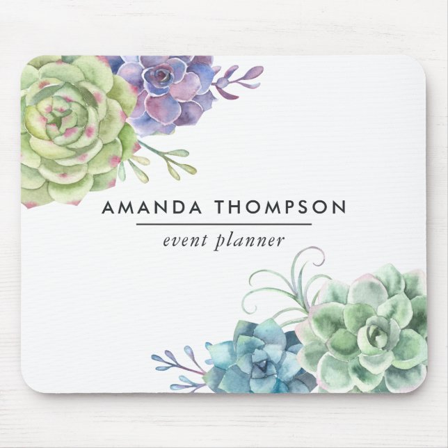 Tapis De Souris Aquarelle Cactus du désert Succulents (Devant)