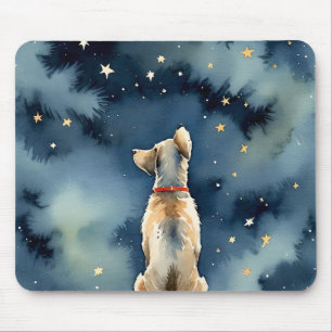 Tapis De Souris Aquarelle Chien Stant À Stars