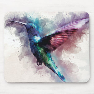 Tapis De Souris Aquarelle colorée Colibri
